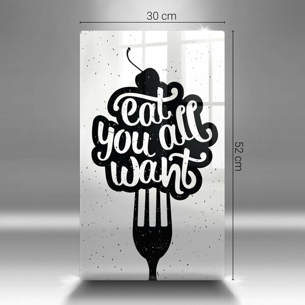 Skleněná krájecí deska Eat all you want