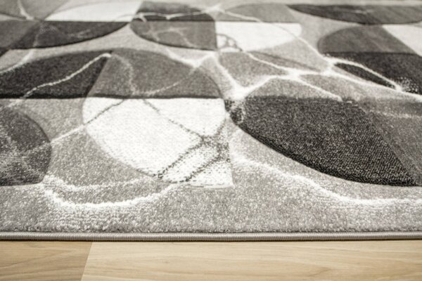 Koberec Amelia A472A šedý / černý, půlkruhy / mramor