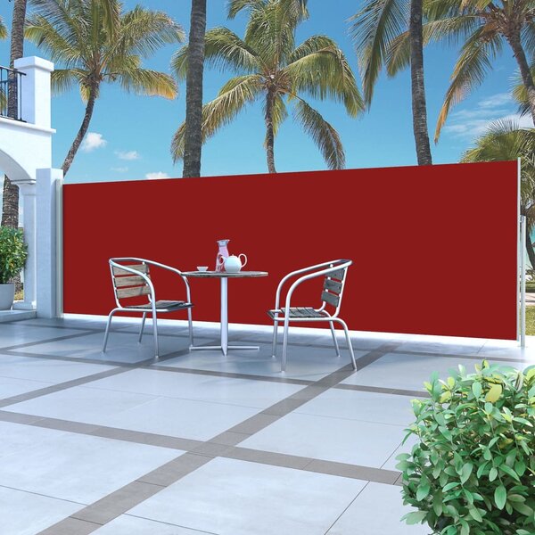 Zatahovací boční markýza / zástěna 160 x 500 cm červená