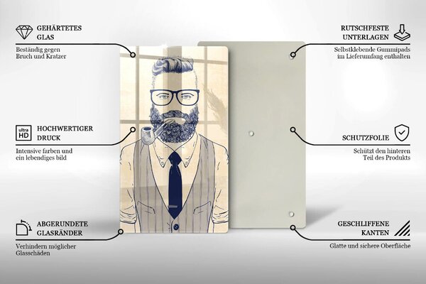 Skleněná krájecí deska Hipster muž