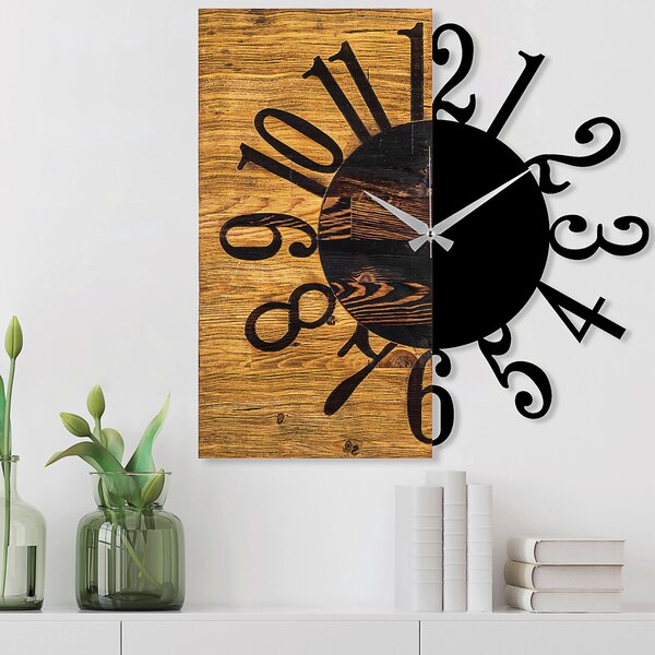 NÁSTĚNNÉ HODINY černá, barvy vlašských ořechů 58/58/3 cm - Nástěnné hodiny, Online Only
