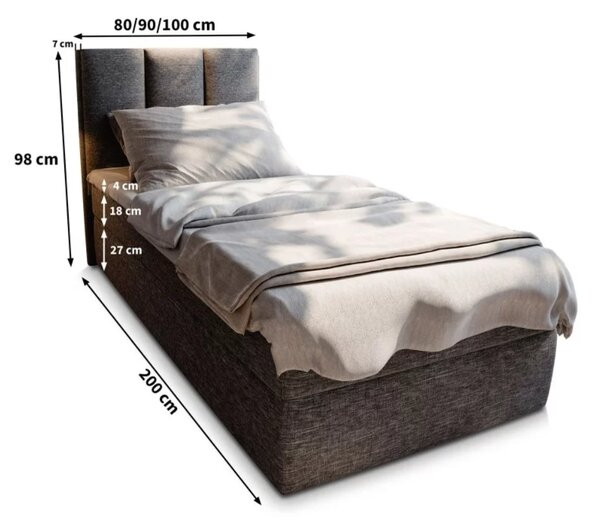 Čalouněná postel boxspring MERALIS 100x200 cm béžová Matrace: Matrace Bonell pružinová