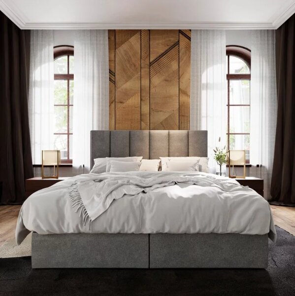 Čalouněná postel boxspring MERALIS 160x200 cm šedá Matrace: Matrace Bonell pružinová