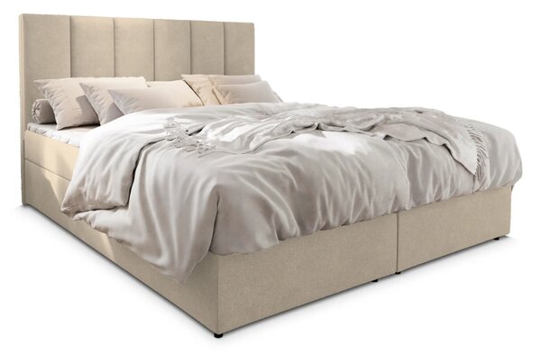 Čalouněná postel boxspring MERALIS 140x200 cm béžová Matrace: Matrace Bonell pružinová