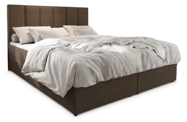Čalouněná postel boxspring MERALIS 160x200 cm hnědá Matrace: Matrace Bonell pružinová