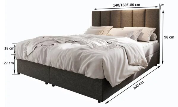 Čalouněná postel boxspring MERALIS 160x200 cm hnědá Matrace: Matrace Bonell pružinová