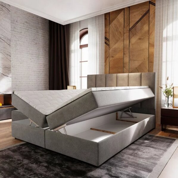 Čalouněná postel boxspring MERALIS 160x200 cm hnědá Matrace: Matrace Bonell pružinová
