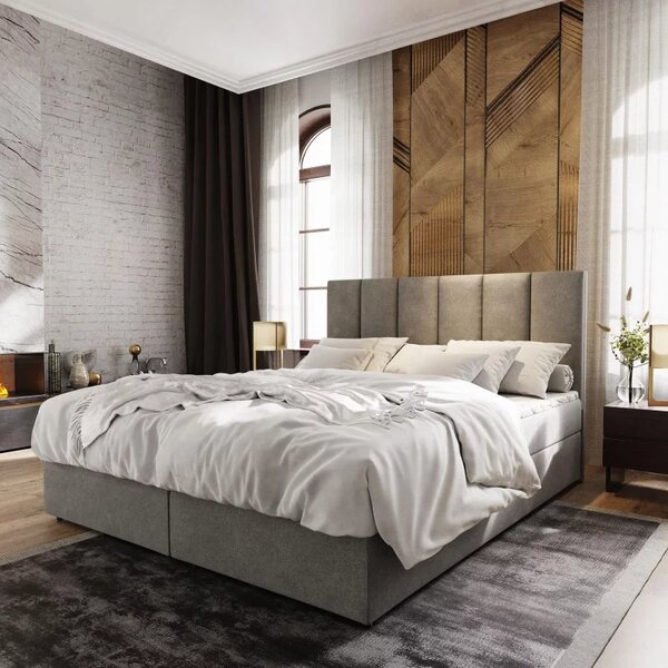 Čalouněná postel boxspring MERALIS 160x200 cm šedá Matrace: Matrace Bonell pružinová