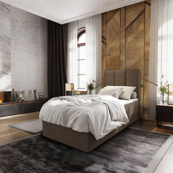 Čalouněná postel boxspring MERALIS 100x200 cm hnědá Matrace: Matrace Bonell pružinová
