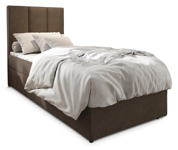 Čalouněná postel boxspring MERALIS 100x200 cm hnědá Matrace: Matrace Bonell pružinová