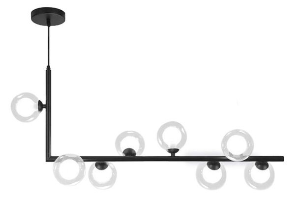 Toolight - Kovová industriální skleněná stropní lampa APP754-8CP, černá, OSW-03987