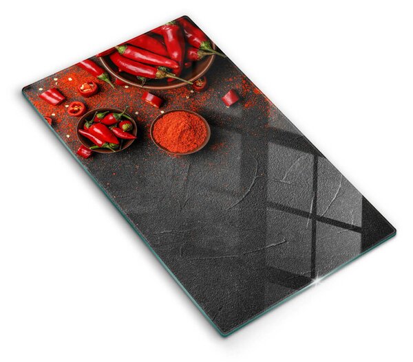 Skleněná deska do kuchyně Červené chilli papričky