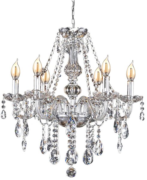 Toolight - Křišťálový závěsný lustr 6xE14 60W 392183, stříbrná, OSW-04007