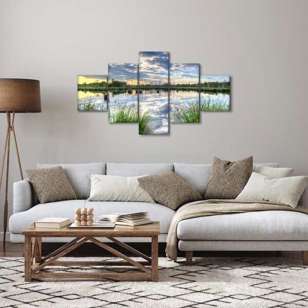 Obraz jezera s rákosím (125x70 cm)