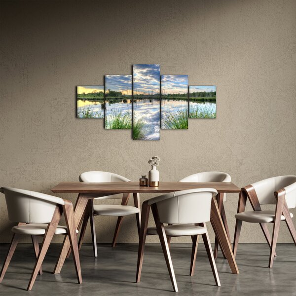 Obraz jezera s rákosím (125x70 cm)