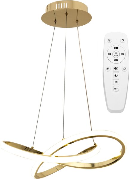 Toolight - Moderní LED kruhové závěsné stropní svítidlo + dálkové ovládání APP390-CP, zlatá, OSW-06906