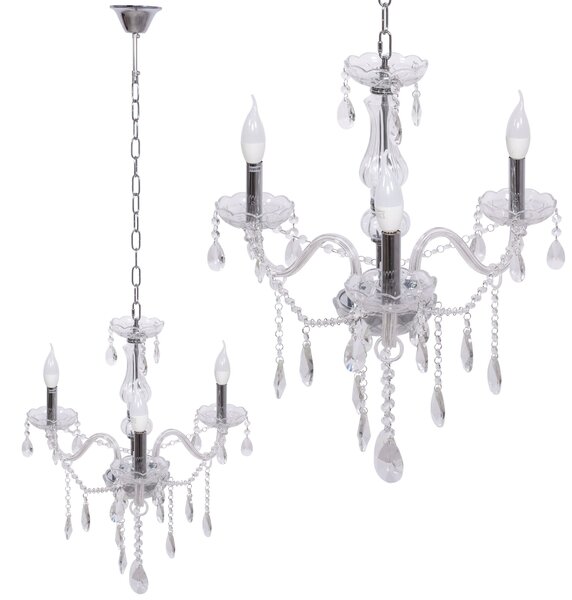 Toolight - Křišťálový závěsný lustr 3xE14 60W 300752, stříbrná, OSW-04601