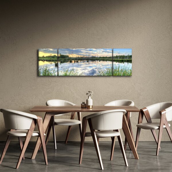 Obraz jezera s rákosím (170x50 cm)