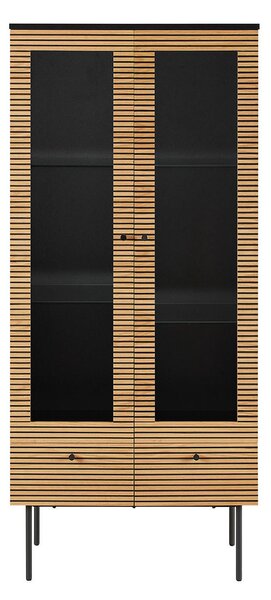 VITRÍNA, dub, černá, barvy dubu, 79/179/43 cm Livetastic - Kredence a vitríny, Online Only