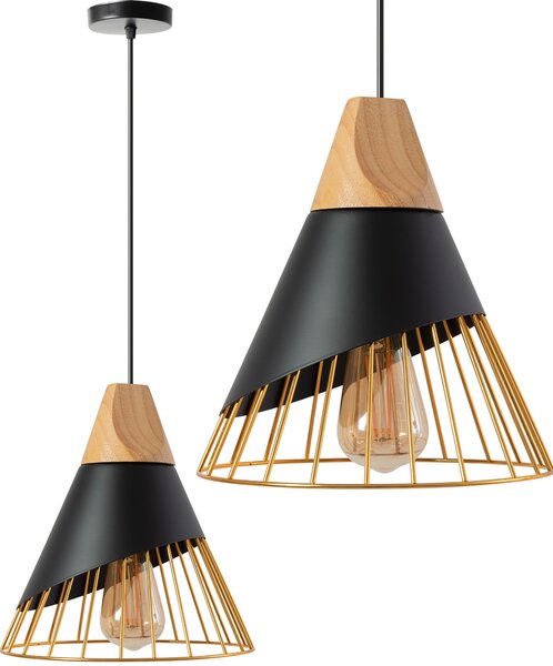 Toolight - závěsná stropní zrcadlová lampa APP224-1CP, černá-zlatá, OSW-00891
