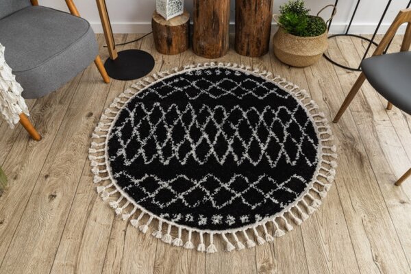 Koberec BERBER ETHNIC G3802 kruh černý / bílý Fredzle berber marokánský