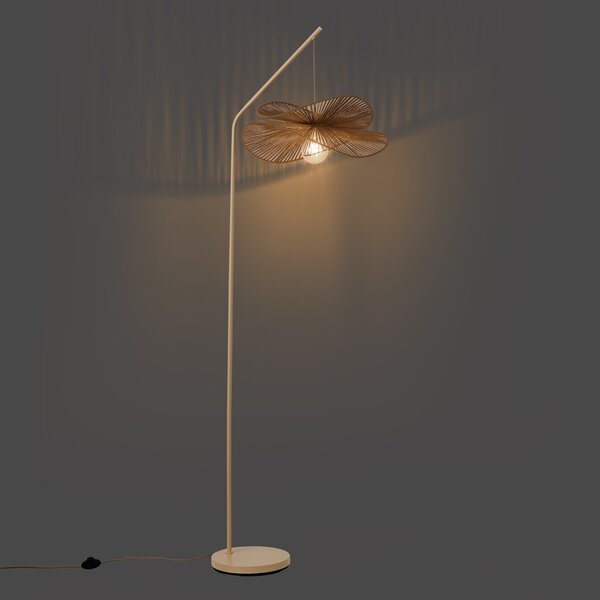Art Deco stojací lampa béžová s béžovým stínidlem - Nest