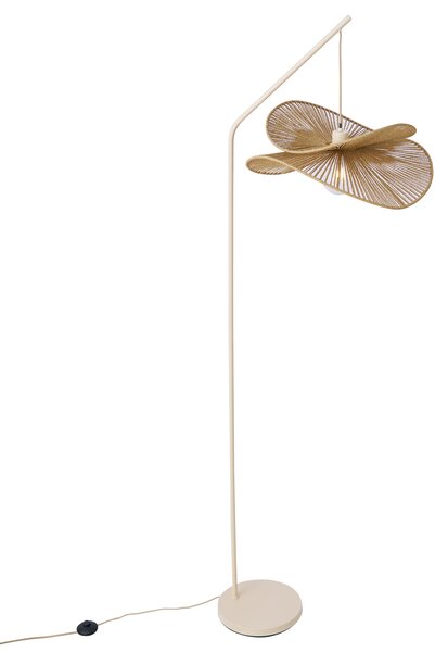 Art Deco stojací lampa béžová s béžovým stínidlem - Nest