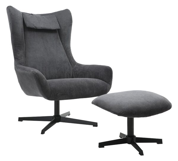 KŘESLO S PODNOŽKOU, textil, antracitová Livetastic - Online Only křesla & taburety, Online Only