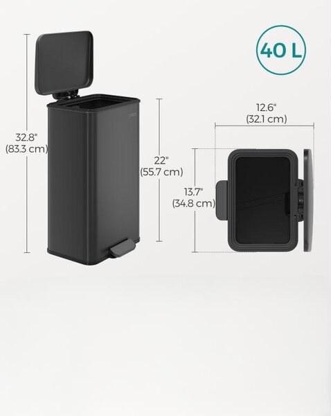 SONGMICS Odpadkový koš 40 l černý