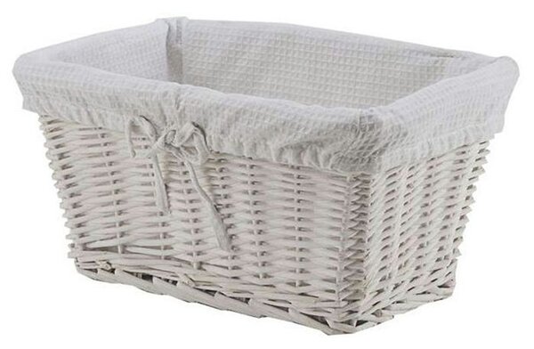 Proutěný úložný košík Compactor Toledo s čalouněním 38 x 25 x v.20 cm, bílý