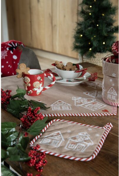 Bavlněná chňapka / podložka pod hrnec s motivem perníkových domečků Gingerbread Bliss – 20x20 cm