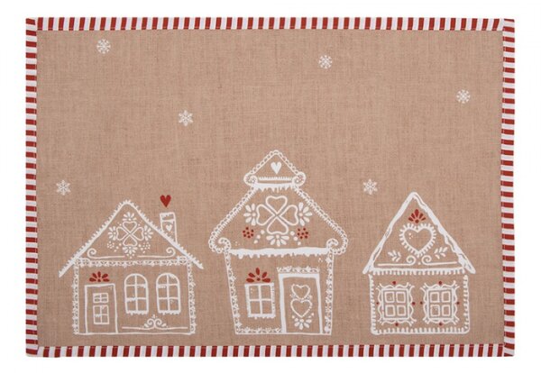 Sada 6 bavlněných prostírání s motivem perníkových domečků Gingerbread Bliss – 48x33 cm