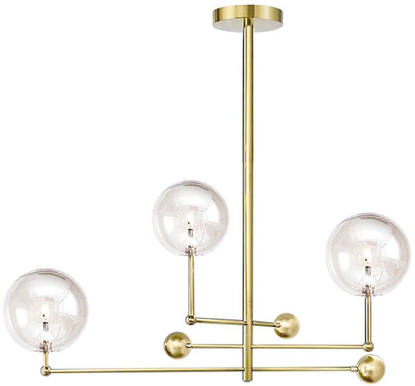 Toolight Skleněná kulová závěsná lampa 3 ks APP918-3CP Zlatá