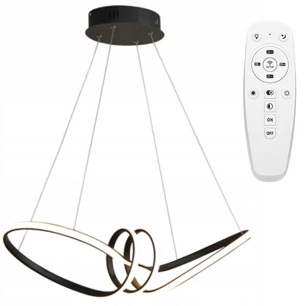 Toolight - LED závěsná lampa APP823-CP + dálkové ovládání, černá, OSW-06661