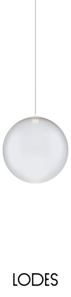 Lodes Designové závěsné LED svítidlo RANDOM SOLO, 1W, ø 14 cm, CRI90 Teplota světla: 2700K, Barva stínidla: Sněhově bílá, Barva kabelu: transparentní