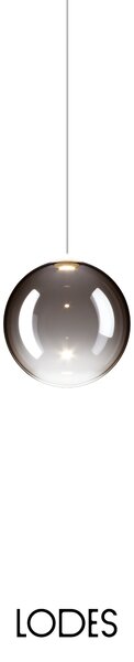 Lodes Designové závěsné LED svítidlo RANDOM SOLO, 1W, ø 12 cm, CRI90 Teplota světla: 2700K, Barva stínidla: Kouřová, Barva kabelu: transparentní