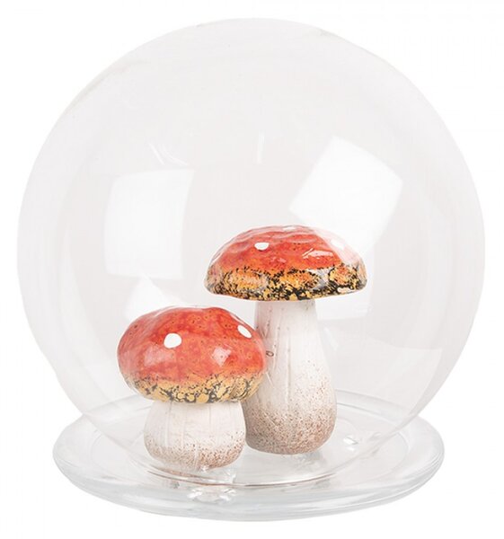 Skleněný kulatý poklop se skleněným podnosem Opaline – 15x16 cm