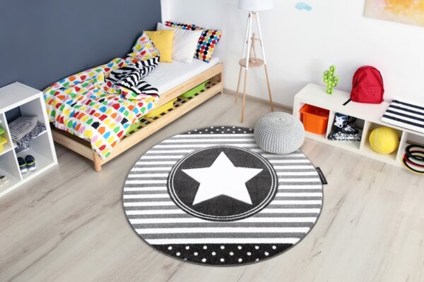 Koberec PETIT STAR HVĚZDA kruh šedý