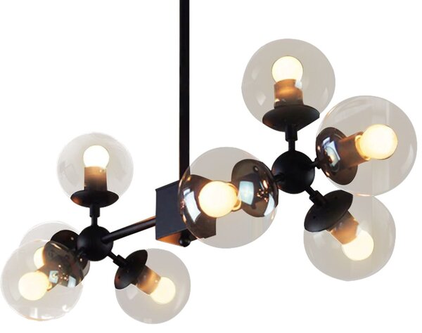 Toolight - Závěsné stropní svítidlo 8xE27 APP269-8C, černá + kouřové sklo, OSW-00649