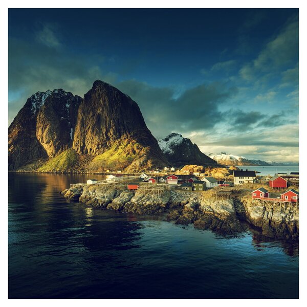 Obraz rybářské vesnice v Norsku (30x30 cm)