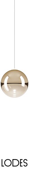 Lodes Designové závěsné LED svítidlo RANDOM SOLO, 1W, ø 10 cm, CRI90 Teplota světla: 2700K, Barva stínidla: Zlatá, Barva kabelu: transparentní