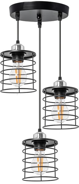 Toolight Stropní lampa zavěšená na trojitý kovový loft černý 392204