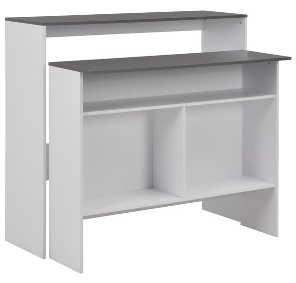 Barový stůl se 2 stolními deskami bílý a šedý 130 x 40 x 120 cm