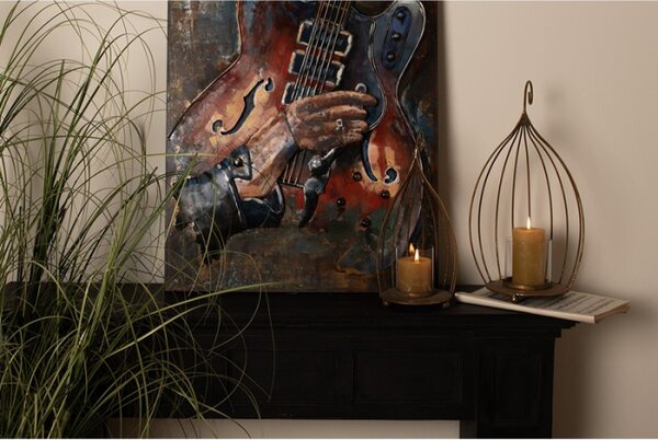 3D kovový nástěnný obraz Kytarové sólo – 60x90 cm