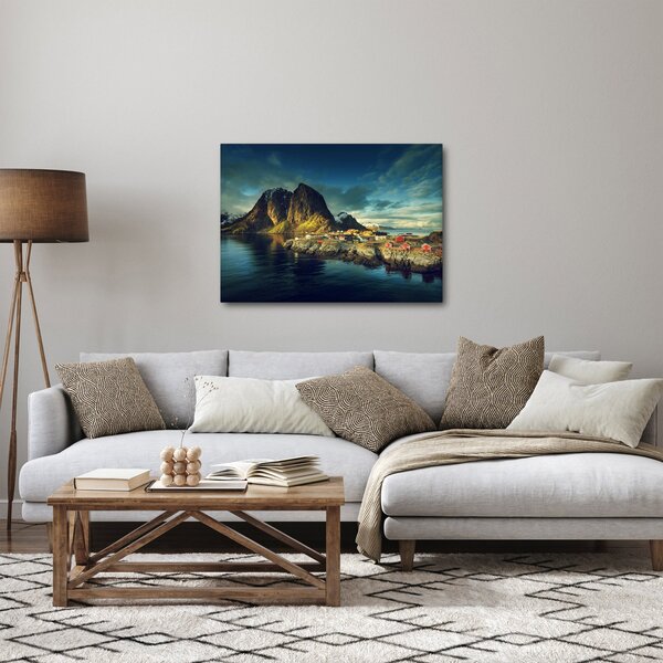 Obraz rybářské vesnice v Norsku (70x50 cm)