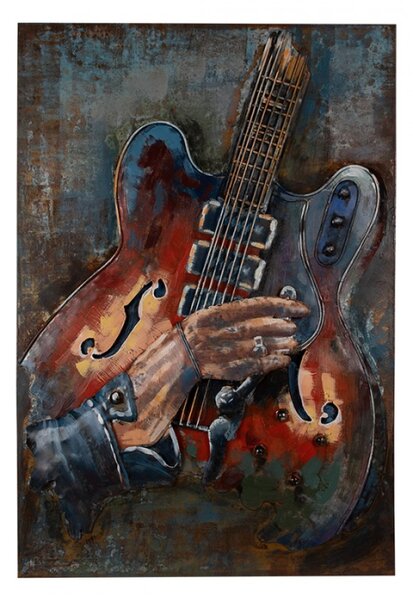 3D kovový nástěnný obraz Kytarové sólo – 60x90 cm