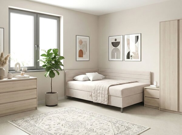 Čalouněná postel s roštem a matrací Elia, 90x200 cm