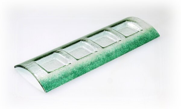 BDK-GLASS Skleněný svícen TUNNEL na 4 svíčky tmavě zelený
