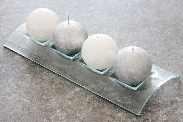 BDK-GLASS Skleněný svícen TUNNEL na 4 svíčky čirý