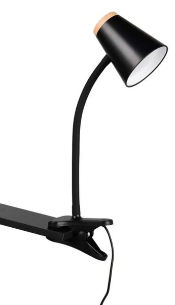 Trio Leuchten R25831102 PONGO - Čtecí lampička se skřipcem v černé barvě, LED 4,5W, 500lm, 3000K (LED lampa na čtení s vypínačem na stínidle)